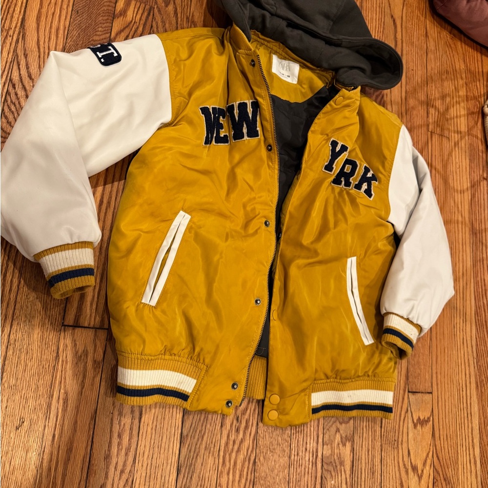 Zara Mustard Jacket with Gray Hood